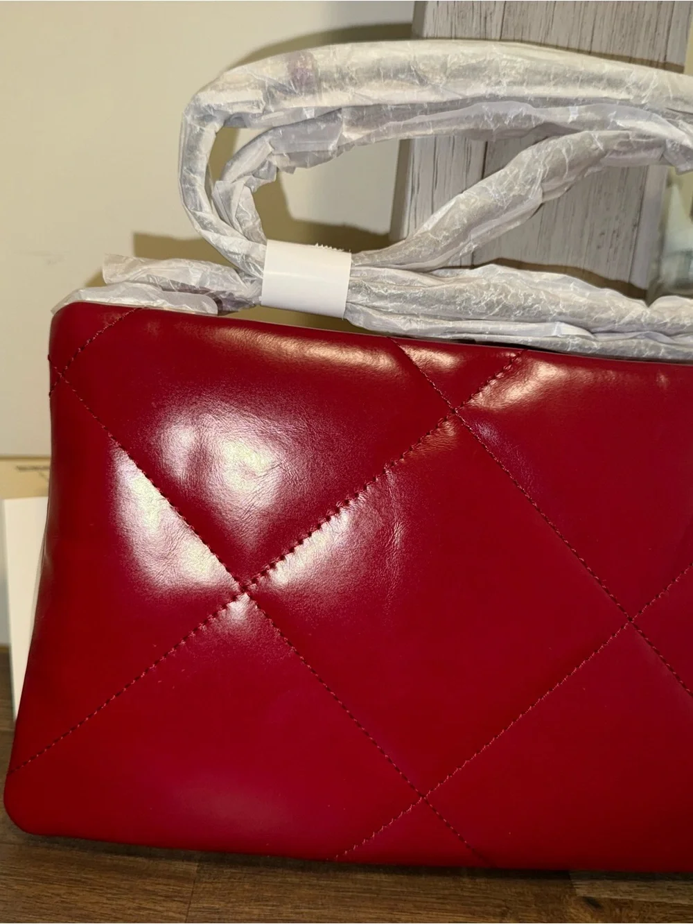 Tory Burch Quilted Red Leather Crossbody with Gold Logo